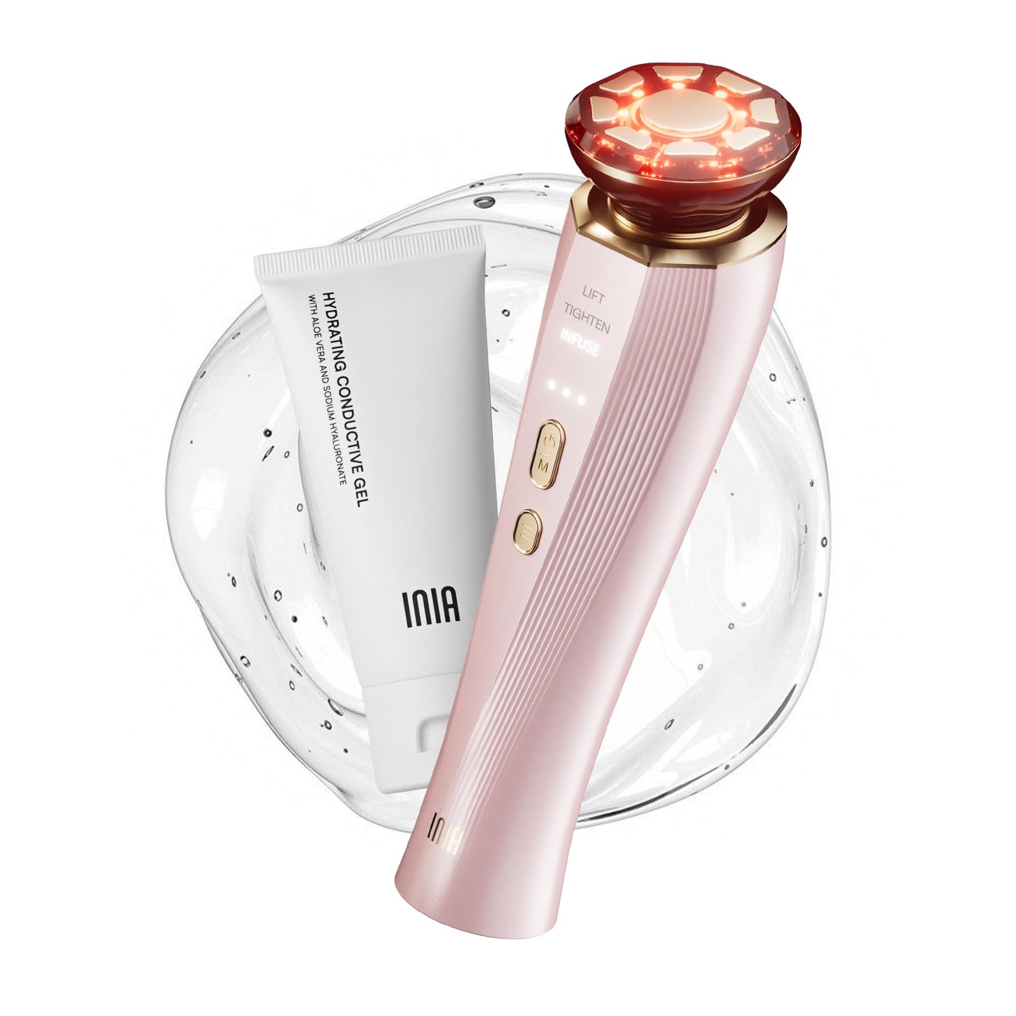 INIA 3-in-1 Red Light Therapy for Face and Neck Beauty Device for Puffiness & Skin Firming Skincare Tool