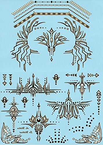 Gold Temporary Tattoos for Festivals - Waterproof Masquerade Face Art
