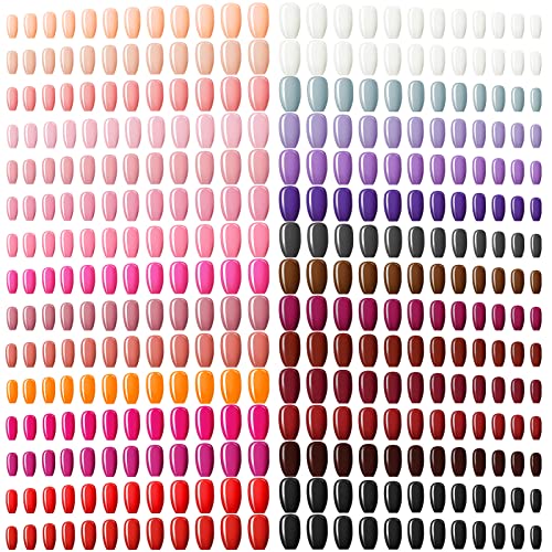 Maitys 720 Pcs Medium False Nails Ballerina Coffin Press On Warm Colors - 30 Sets