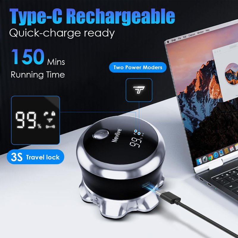 Head Shaver for Men Bald Head, 7D Rotary Electric Razor with Magnetic Detachable Head, Smooth Close Shave, LED Display, IPX7 Waterproof, USB-C Fast Charging