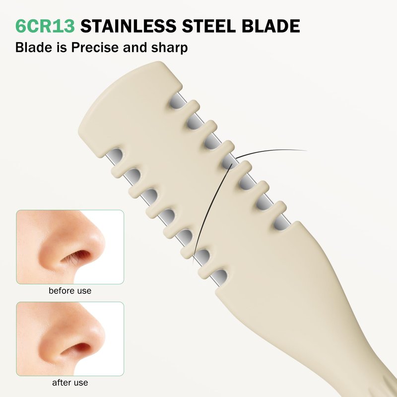 BEZOX 7PCS Manual Nose Hair Trimmer - Rotating Nasal Hair Razor Cutter with Ear Picker for Women and Men - Portable Nostril Hair Remover Tools