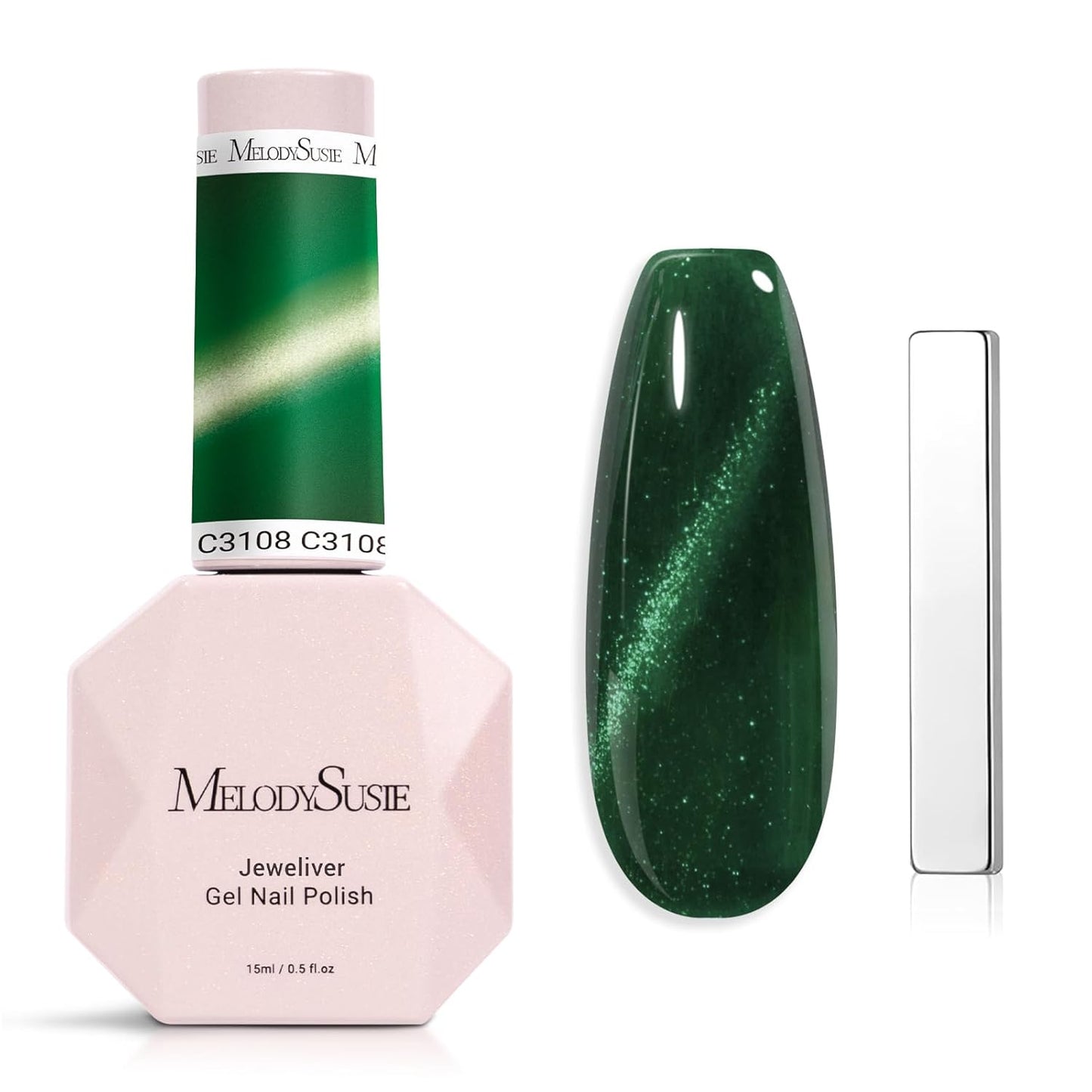 MelodySusie Cat Eye Gel Nail Polish - Burgundy Red Glitter Holographic | 0.5 Fl Oz UV Nail Art