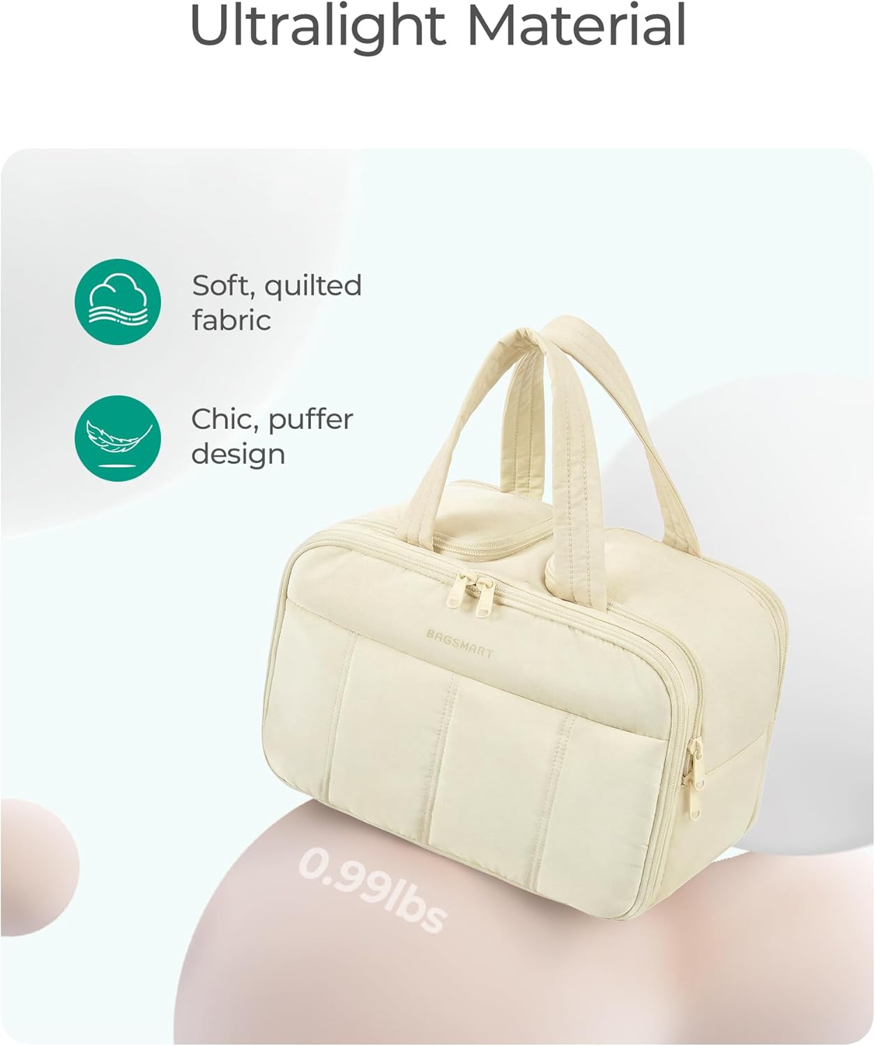 Travel Toiletry Bag - Large Lightweight Cosmetic Organizer for Women | Grayish Brown