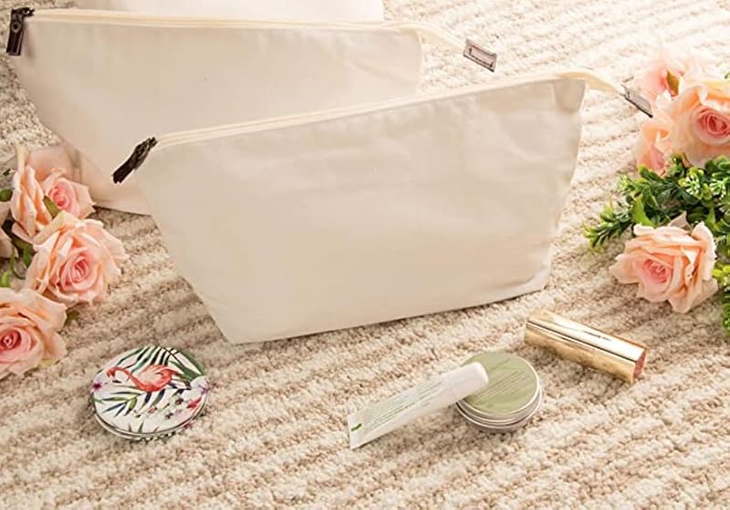 Juvale Canvas Makeup Bags - 6 Pack Blank Zipper Pouches for DIY Crafts