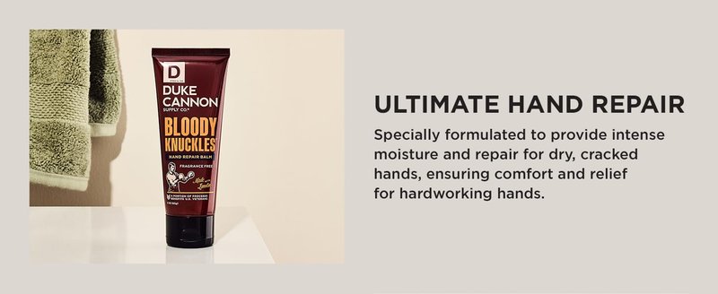 Duke Cannon Bloody Knuckles Hand Repair Balm - Unscented Moisturizing Cream, Non-Greasy Lanolin Formula for Dry, Cracked Hands, 3 oz. (Travel Size) (Pack of 2)
