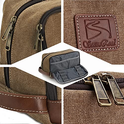 Seemeroad Large Canvas Travel Toiletry Bag 28x16x14cm Water-Resistant Vegan Leather