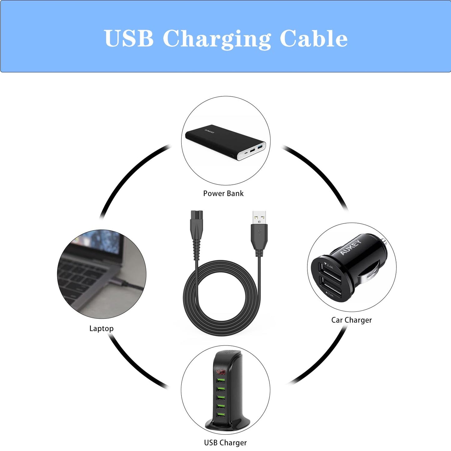 Charger for Meridian Grooming Electric Shaver Trimmer, Replacement Charger Cord Charging Cable Compatible with Meridian, 5V Power Cord Adapter