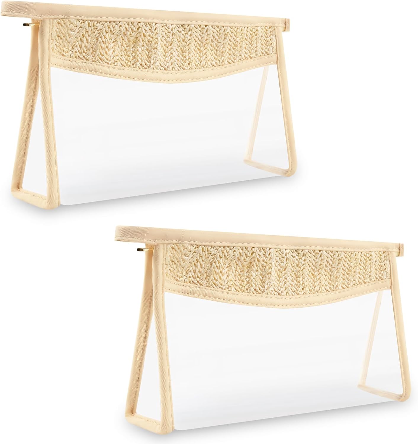 Clear Makeup Letter Patch Bag - Boho Transparent Toiletry Pouch | Small Waterproof Cosmetic Organizer for Women