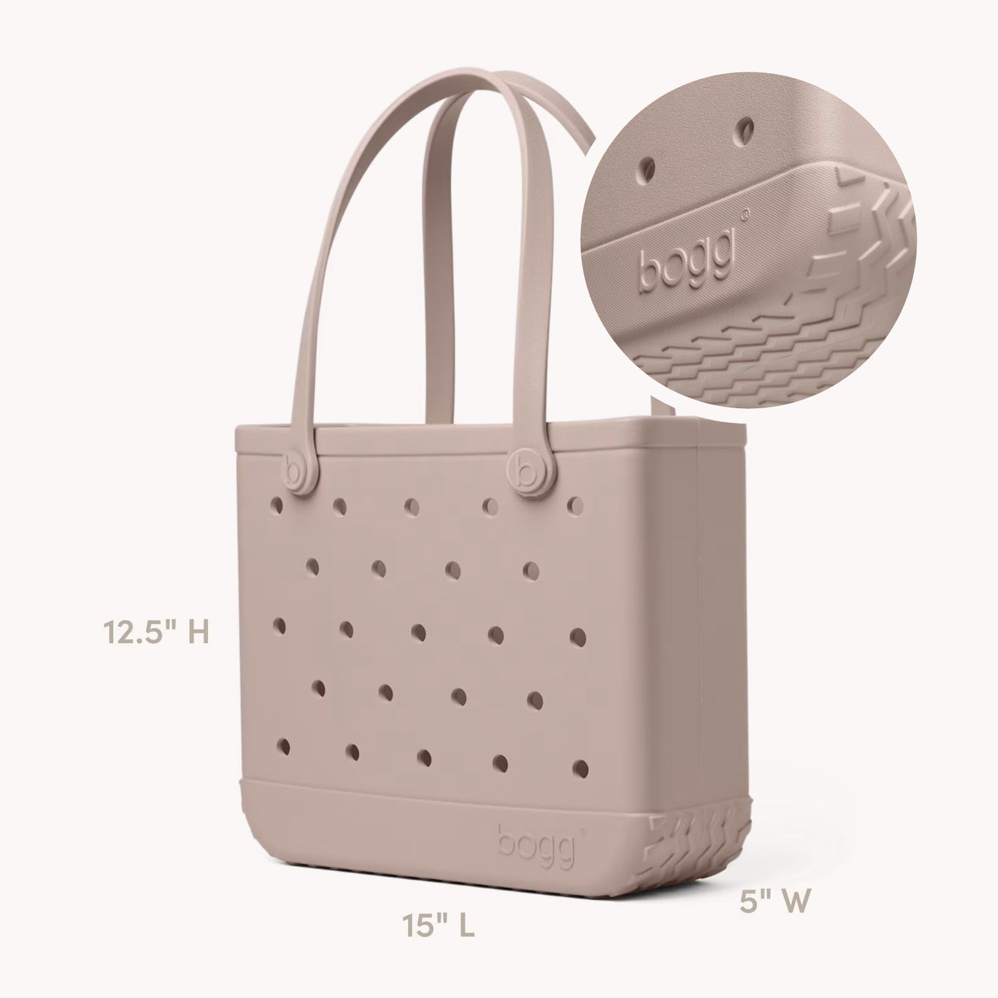 BOGG BAG Medium Tote – 15” x 12.5” x 5” – Durable, Washable, Tip-proof – Beach, Pool, Boat, Work, Sports (Mushroom)