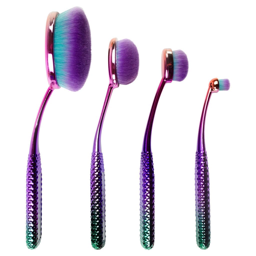 Prismatic 4pc Face Perfecting Makeup Brush Set - Ultra-Soft Synthetic Brushes for Seamless Foundation, Blush & Powder Blending