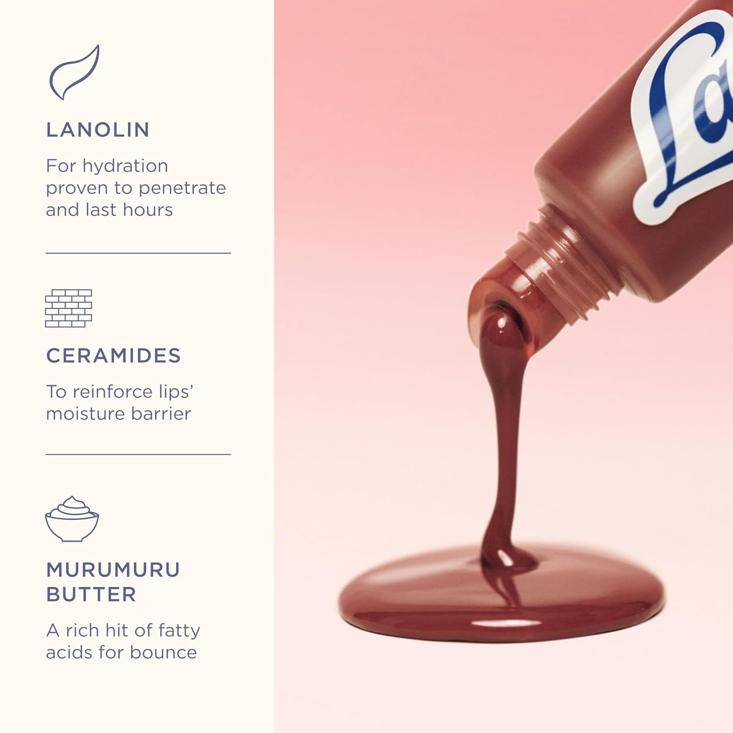 Lanolips Tinted Lip Balm - Hydrating Ceramide Milkshake Moisturizer | Sheer Glossy Balm in Caramel Melt (0.44 oz)