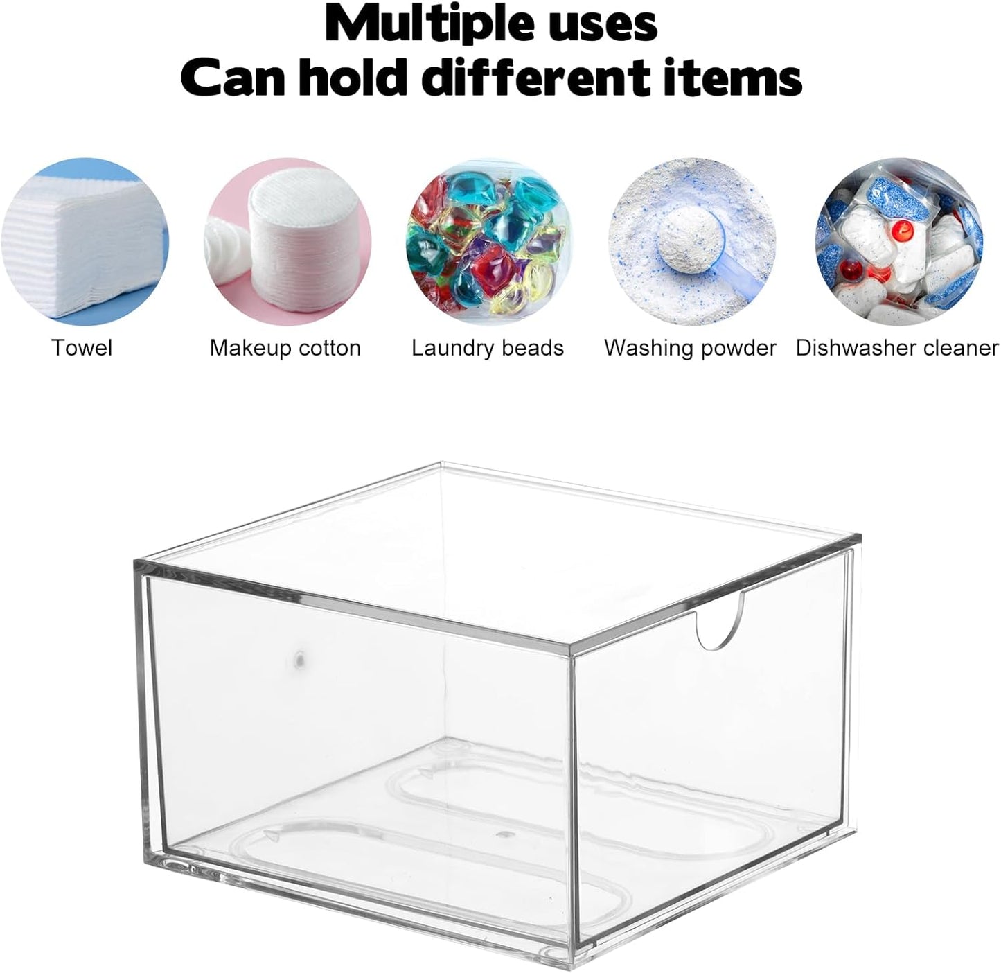 Disposable Face Towel Holder - Stackable Clear Makeup Organizer with Drawer for Vanity | Bathroom Storage Solution