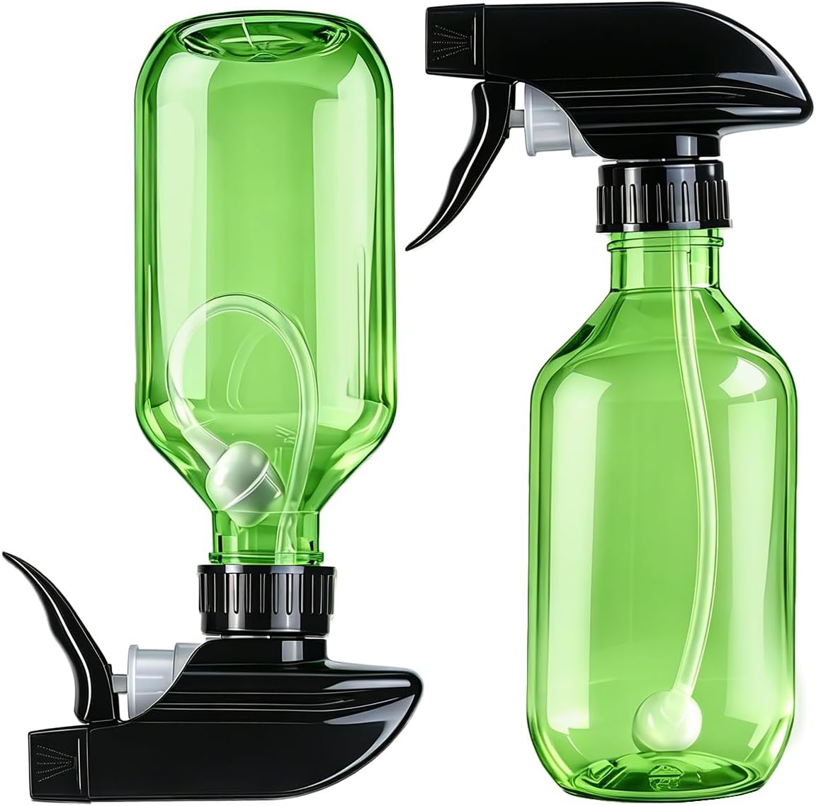 360° Spray Bottles - 10 oz Adjustable Nozzle Containers for Hair, Cleaning, BBQ & Plants | 2 Pack Clear