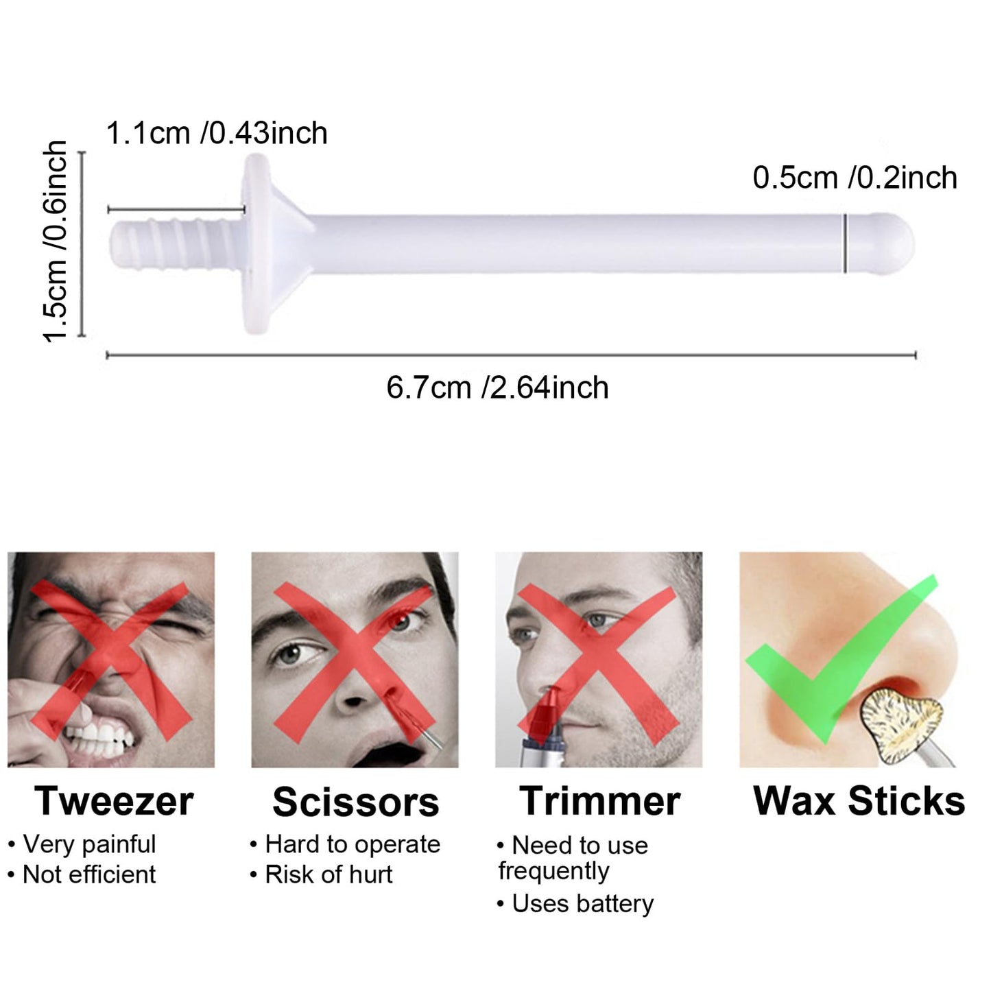 BlueZOO 70Pcs Small Wax Applicator Wands for Nostril Nasal Ear Cleaning, Home Salon Nose Waxing Sticks Facial Hair Removal for Men Women, Painless & Easy to Use, Personal Care Grooming Essential