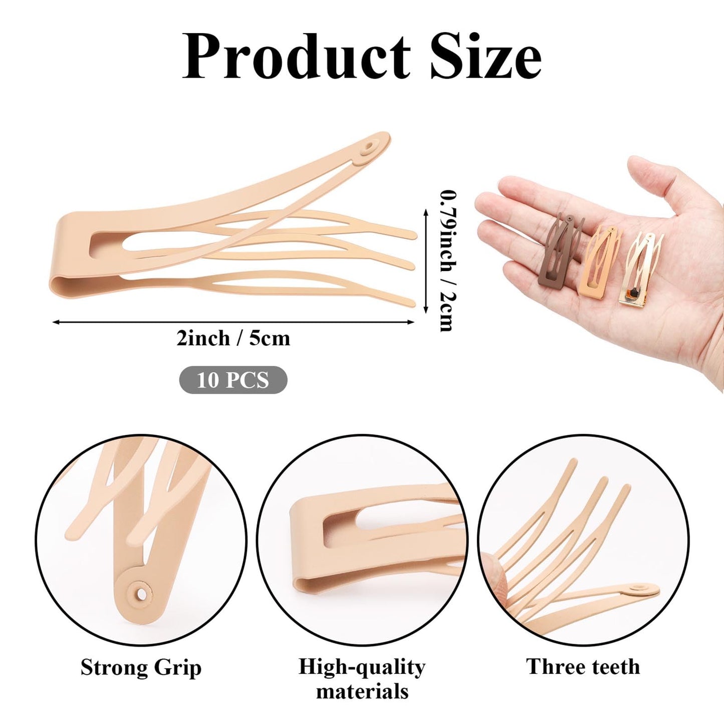 10 Pcs Double Grip Hair Clips, Sightor Metal Snap Hair Clips Hair Barrettes for Women Hair Making Salon Supplies Hair Accessories