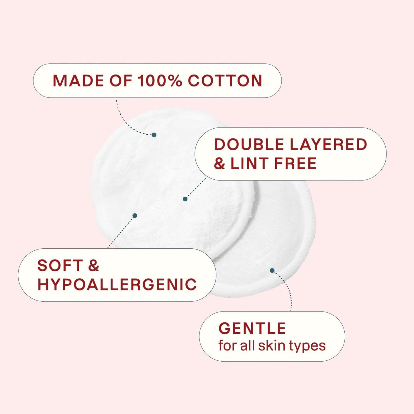 Makeup Remover Pads - Hypoallergenic Cotton Rounds (300 Count) | Lint-Free & 100% Pure Cotton