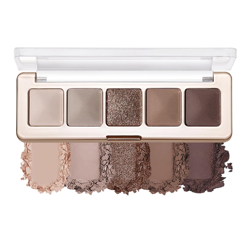 Warm Neutral Nude Eyeshadow Palette - Matte & Shimmer, High Pigment | Mini Everyday Makeup for All Eye Colors