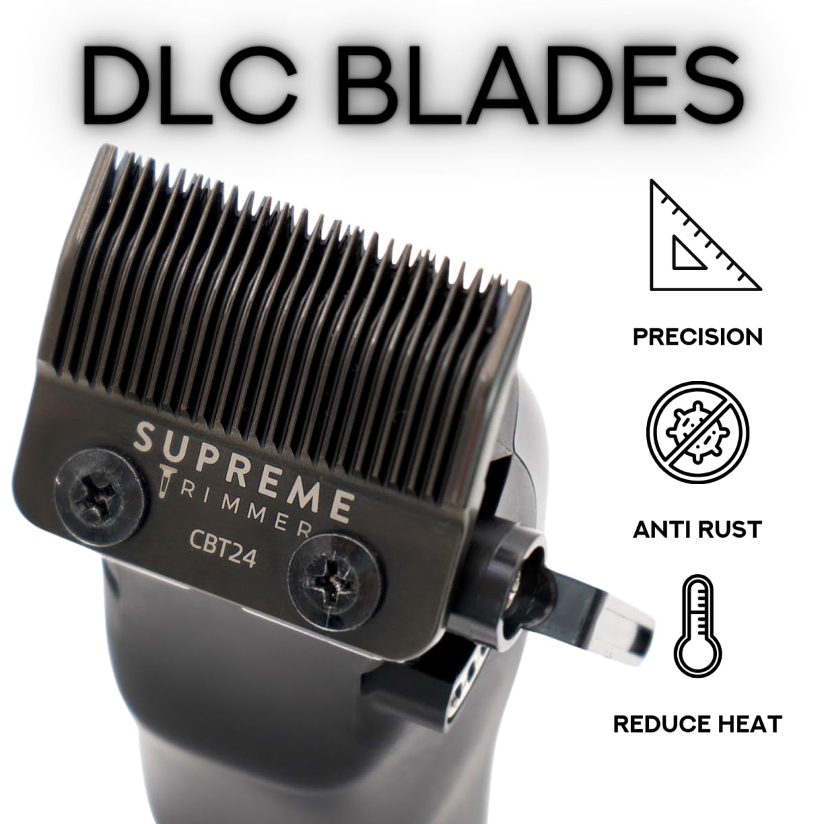 Supreme Trimmer Darkstar 72 Clipper with Magnetic Vector Motor | 180 Min Run Time, 9000 RPM Barber Hair Clipper | Low Noise, Professional Clipper DLC Blades | STC72
