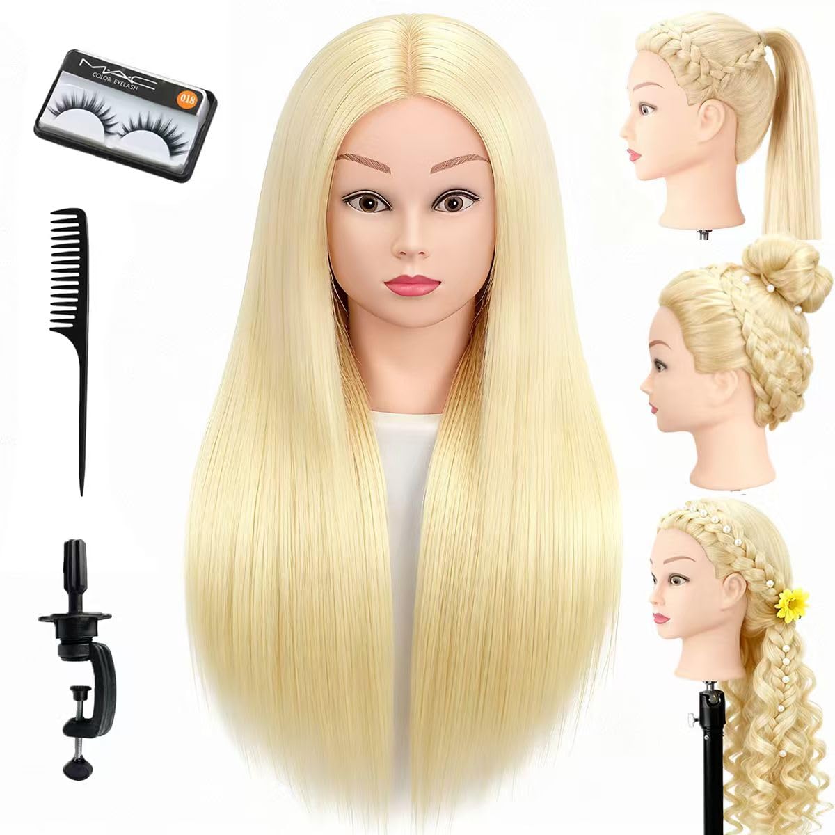 Human Hair Mannequin Head for Hairstyling | Heat Resistant Doll Head for Cosmetology Practice (Blond 27#)
