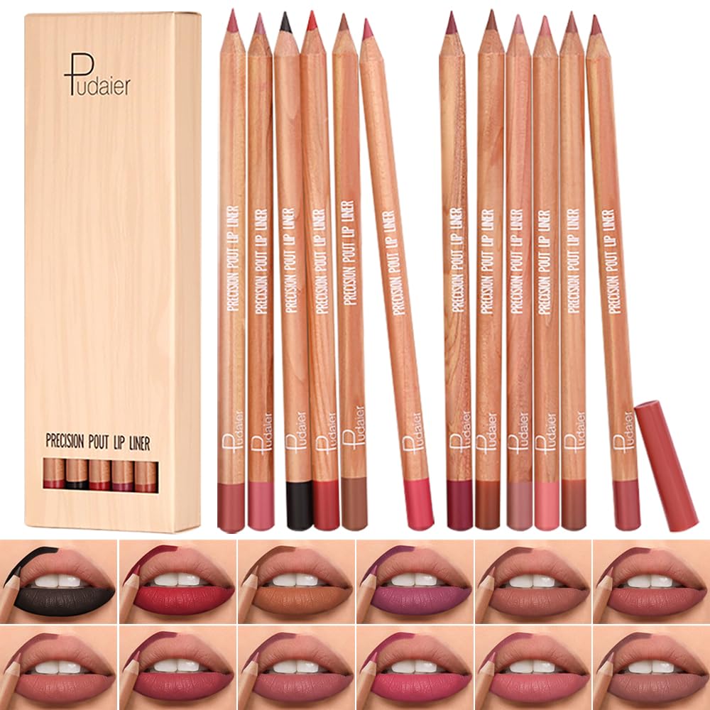 Matte Lip Liner Set - 12 Vibrant Colors | Long-Lasting Waterproof & High Pigment Lip Pencils for Daily Makeup