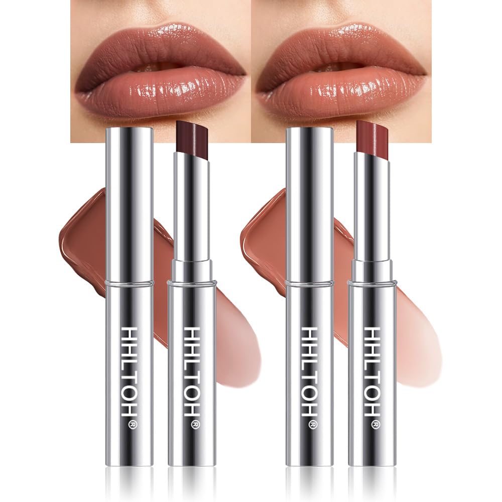 HHLTOH Deep Berry & Raisin Nude Honey Tinted Lip Balm for Women, Hydrating Lip Oil Stick Lip Gloss Lipstick for Mature Skin, Sheer Moisturizing Lip Tint Balm with Natural Shine, Vegan & Cruelty-Free