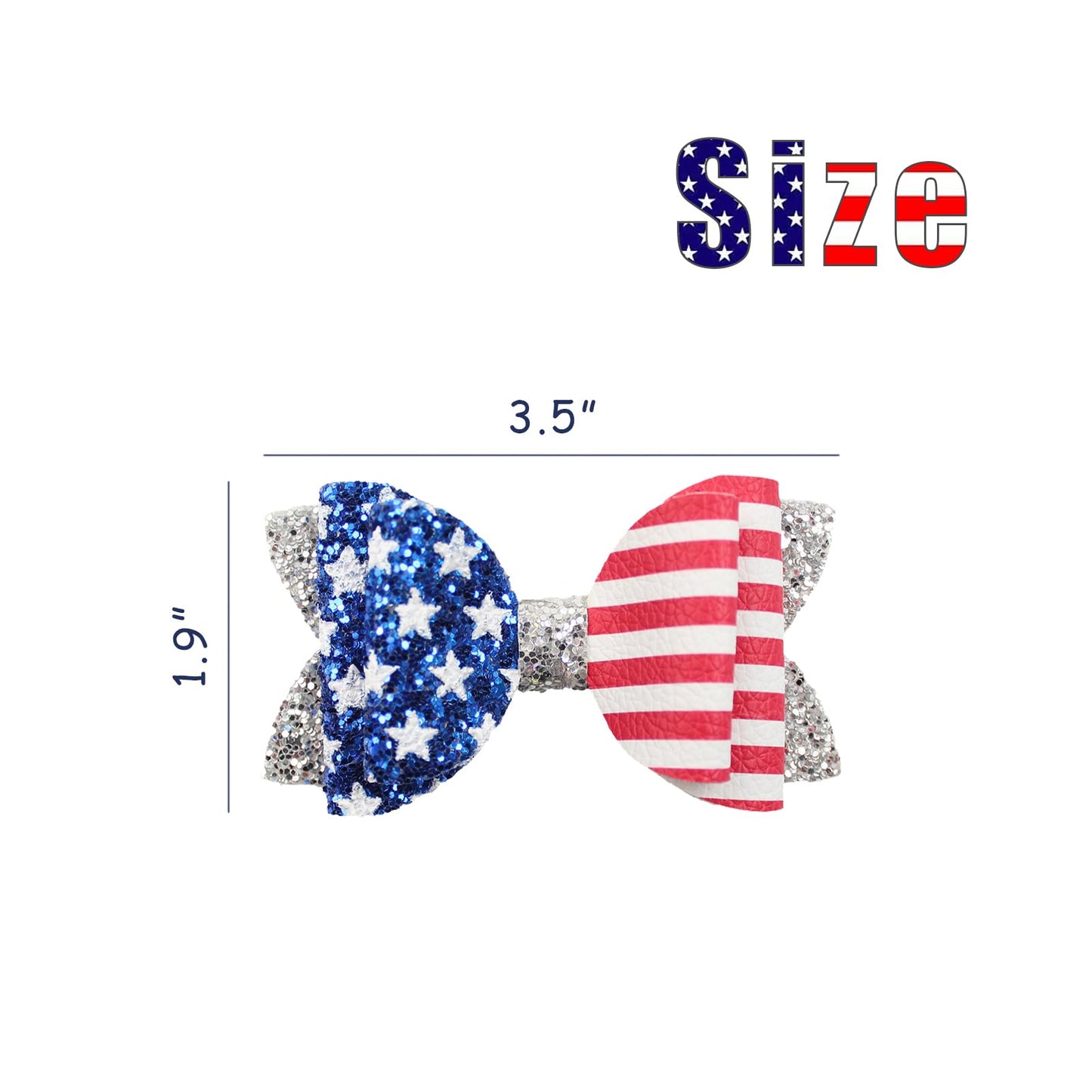 hhdatc 4th of July Patriotic Red White Blue Sequin Barrettes Hair Bows Alligator Clips Glittery Sparkly Hairpins for Independence Day & Xmas Party Outfits, Decor Accessories and Gifts