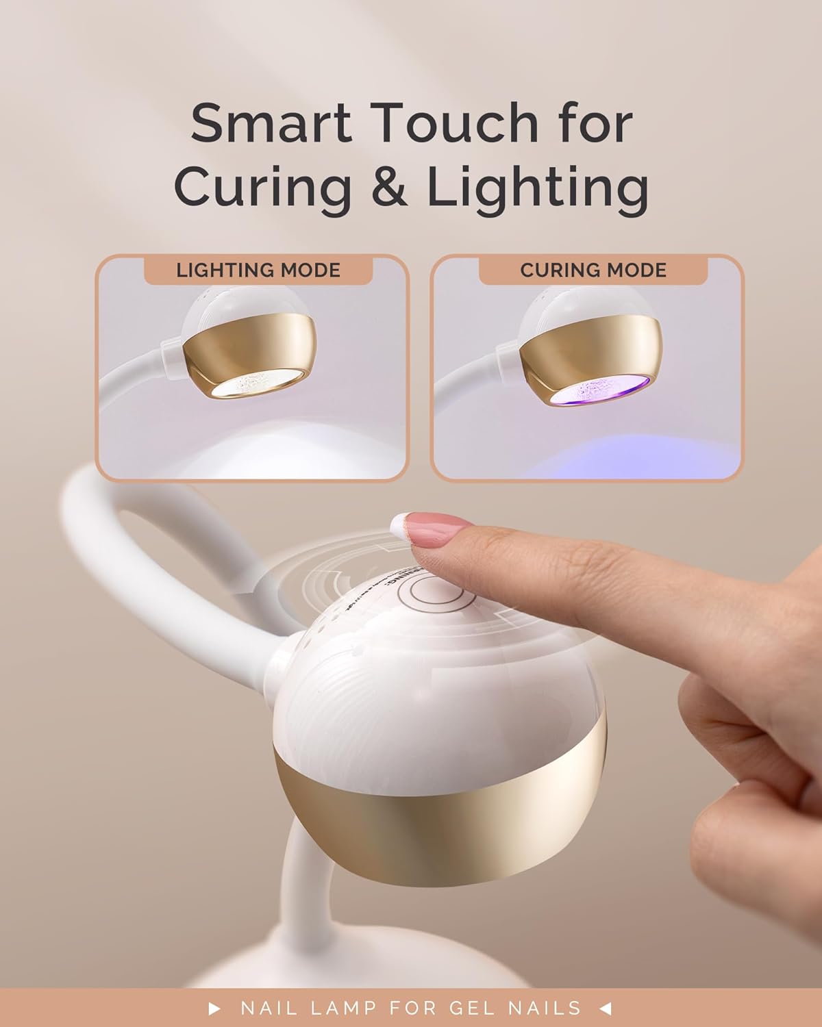 MelodySusie Gooseneck Cordless UV Nail Lamp - 2-in-1 Rechargeable Fast Curing for All Gels | Adjustable Light Angle