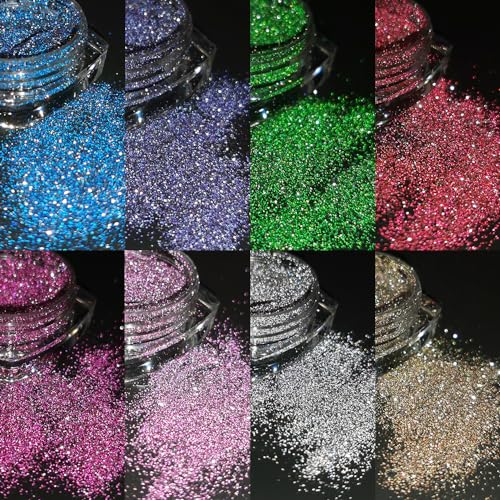 8-Color Reflective Glitter Powder Set for Nail Art - Fcozpjk