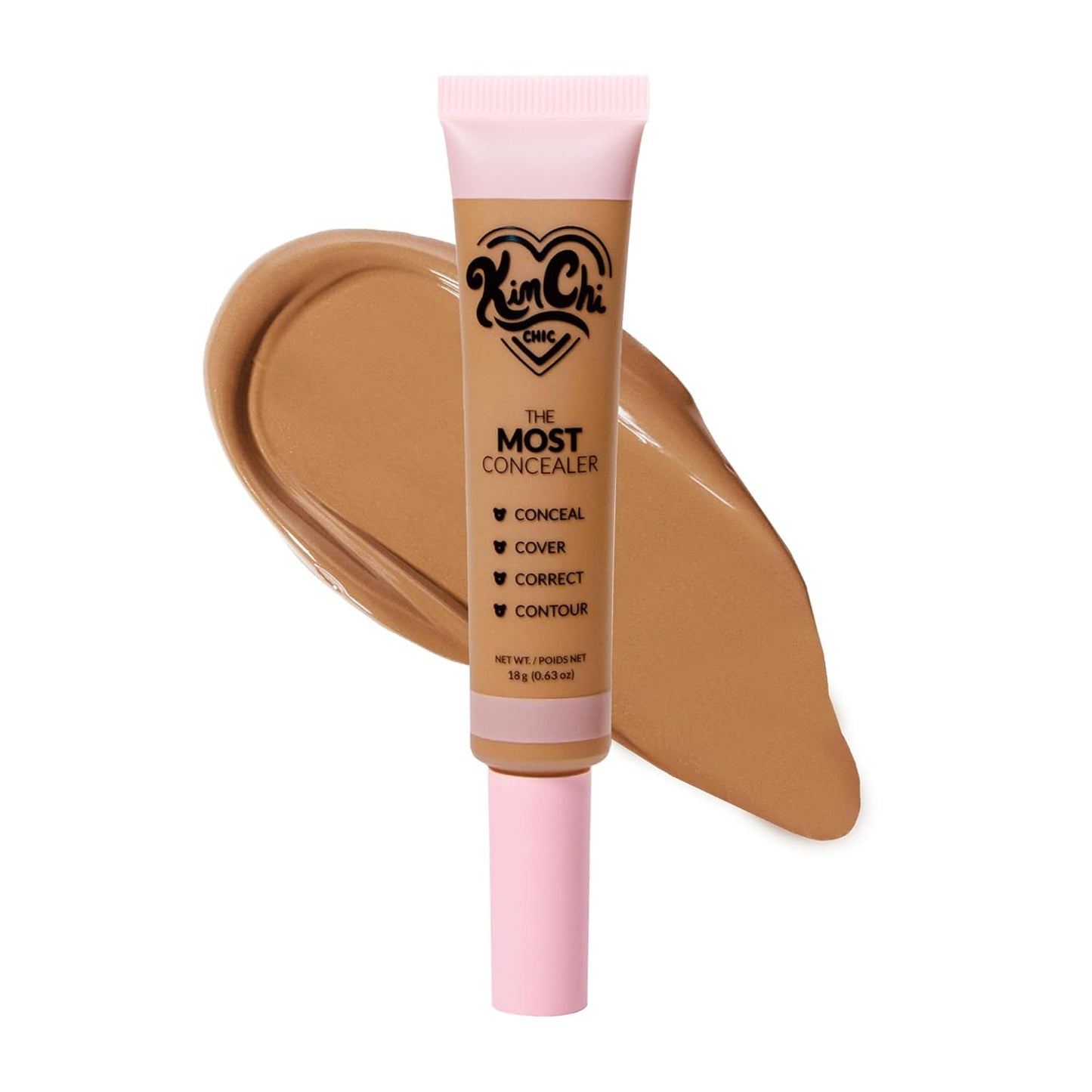 KimChiChic Concealer - Full Coverage Water Resistant Multi-Use Formula | Matte Satin Finish | 0.63 oz, 01-Ivory