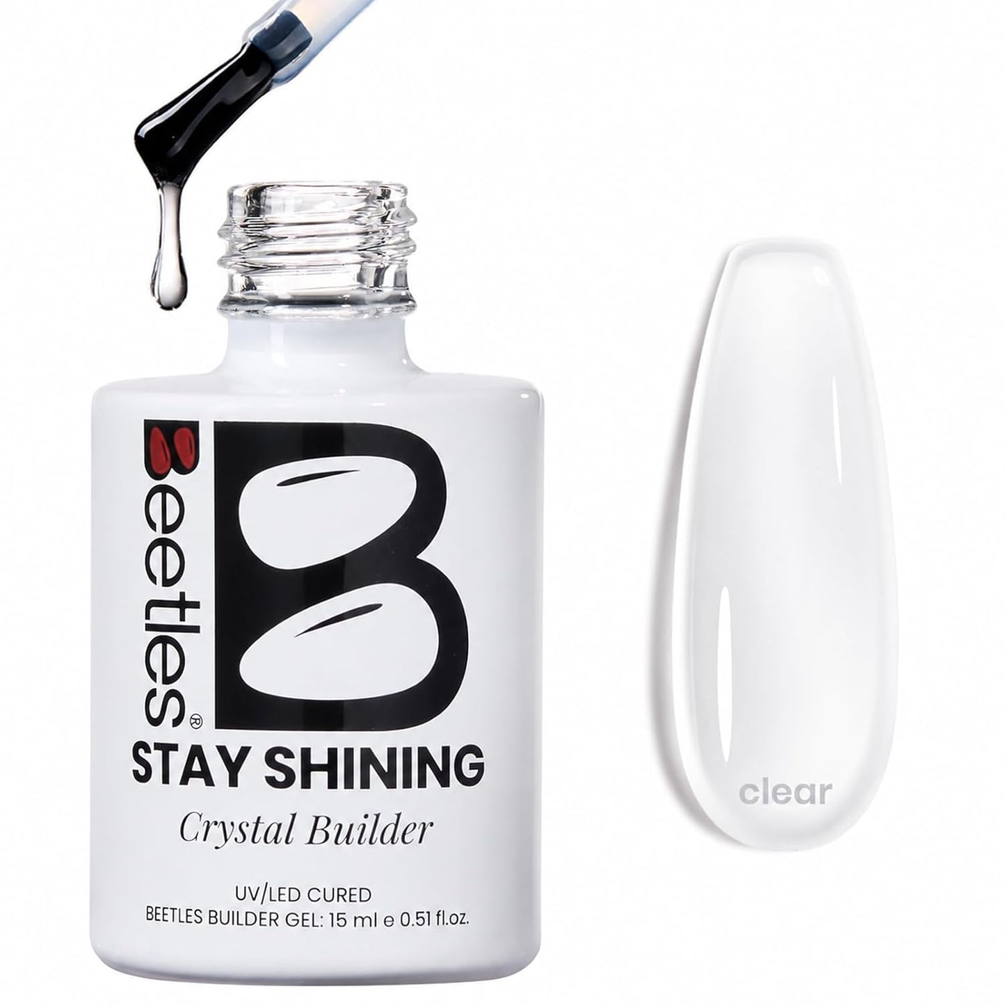 Beetles Builder Gel - 0.5oz Jelly Pink Nail Building Gel | HEMA & TPO Free, 7-in-1 Strengthening Formula for DIY Nail Art