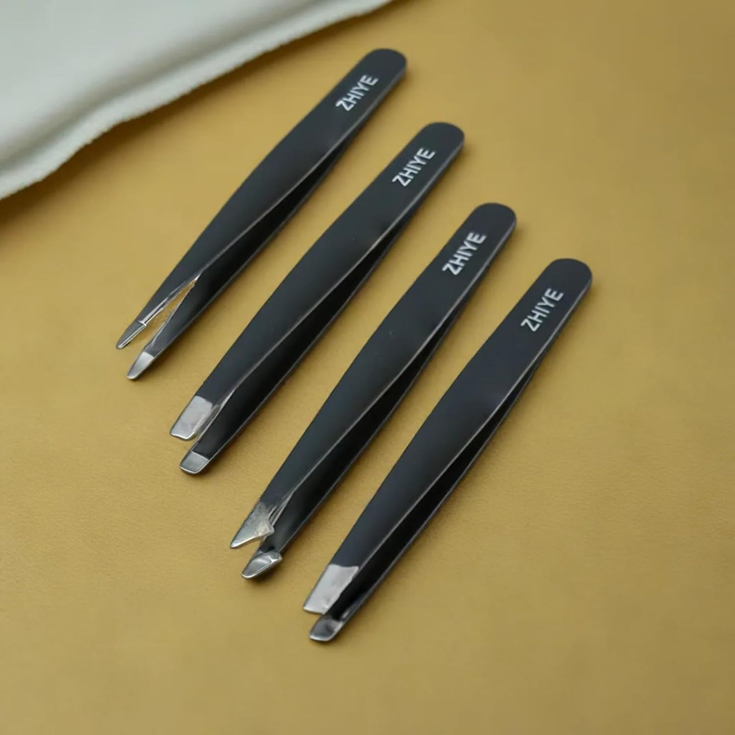 Professional Eyebrow Tweezers Set - 4 Pcs Stainless Steel Precision Tweezers for Ingrown Hair & Eyelash Extensions