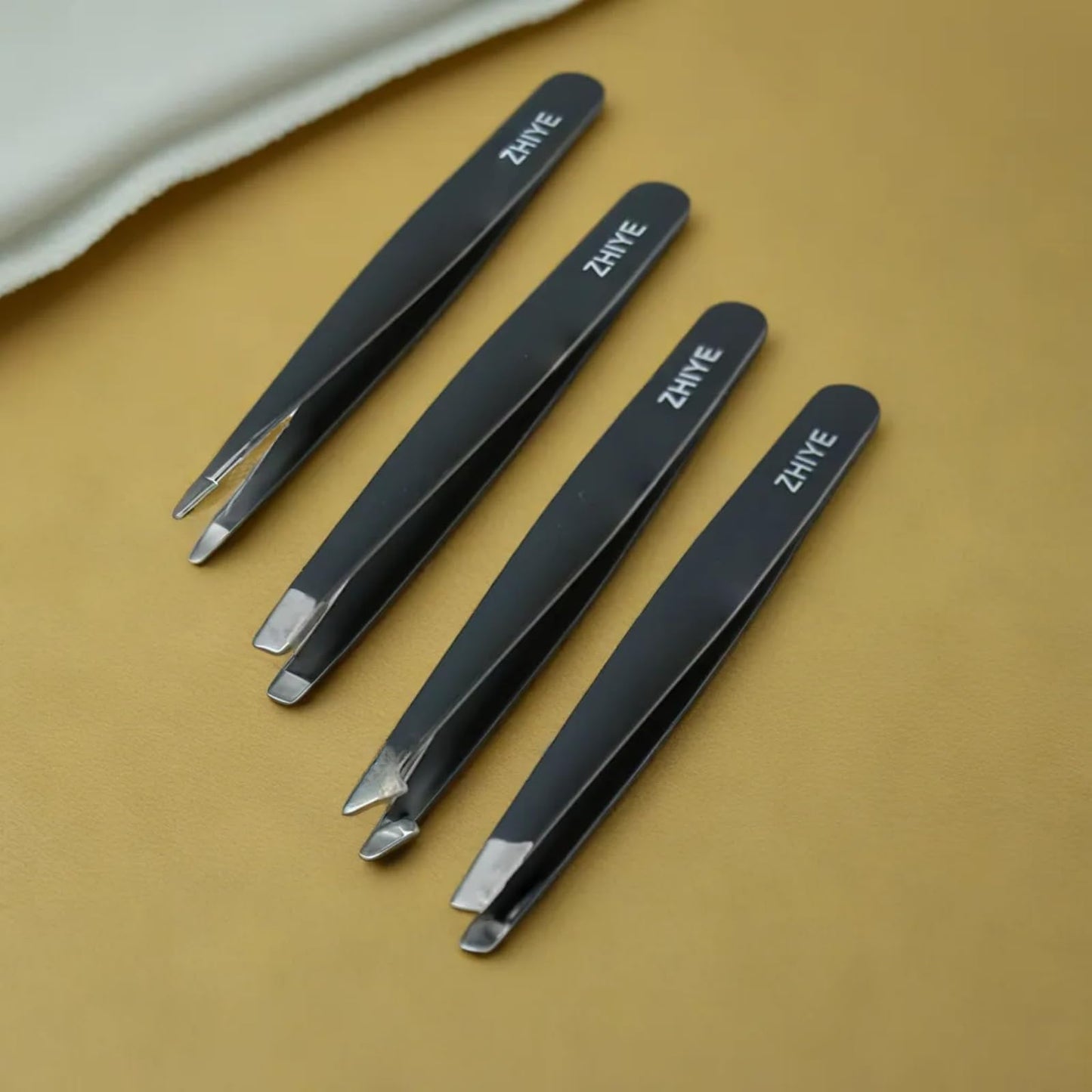 ZHIYE Professional Eyebrow Tweezers, 4 Pcs Stainless Steel Precision Tweezers Set for Ingrown Hair Removal Eyelash Extension, Eyebrows Plucking