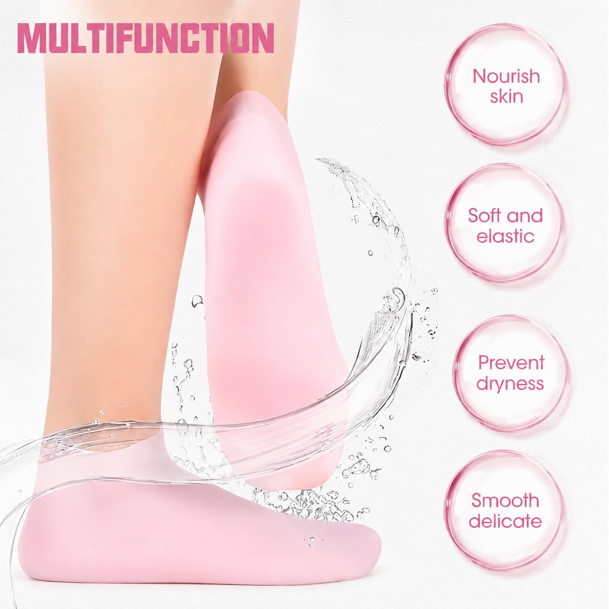 Moisturizing Socks for Dry Cracked Heels - 1 Pair Silicone Foot Socks for Women & Men, Rough Skin Softening, Reusable Hydration Socks, Mother's Day Gift