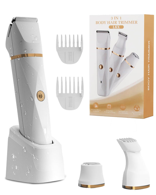 Bikini Trimmer for Women Waterproof,3 in 1 Electric Razors for Women,IPX7 Waterproof Hair Trimmer and Facial Hair Remover for Wet & Dry