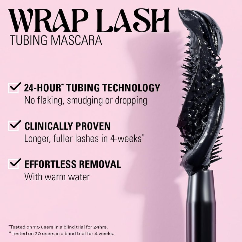 Wrap Lash Tubing Mascara - Smudge-Proof & Water-Resistant, Vegan & Cruelty-Free | Black, 0.28 fl oz
