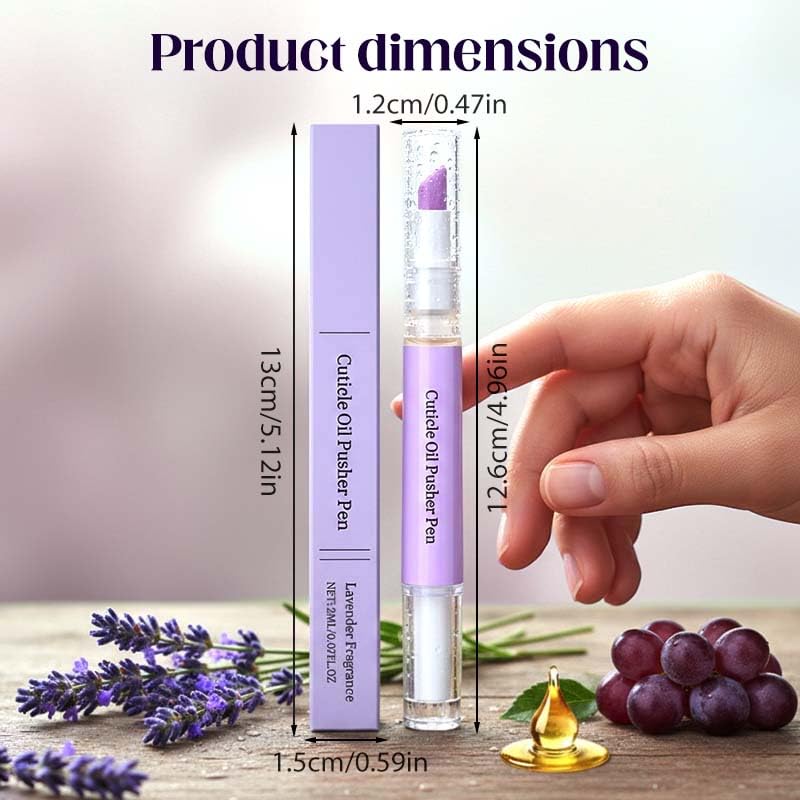 Cuticle Pusher & Nail Oil Pen - 2 in 1 Ceramic Tool for Fingernails & Toenails | Portable Lavender Applicator