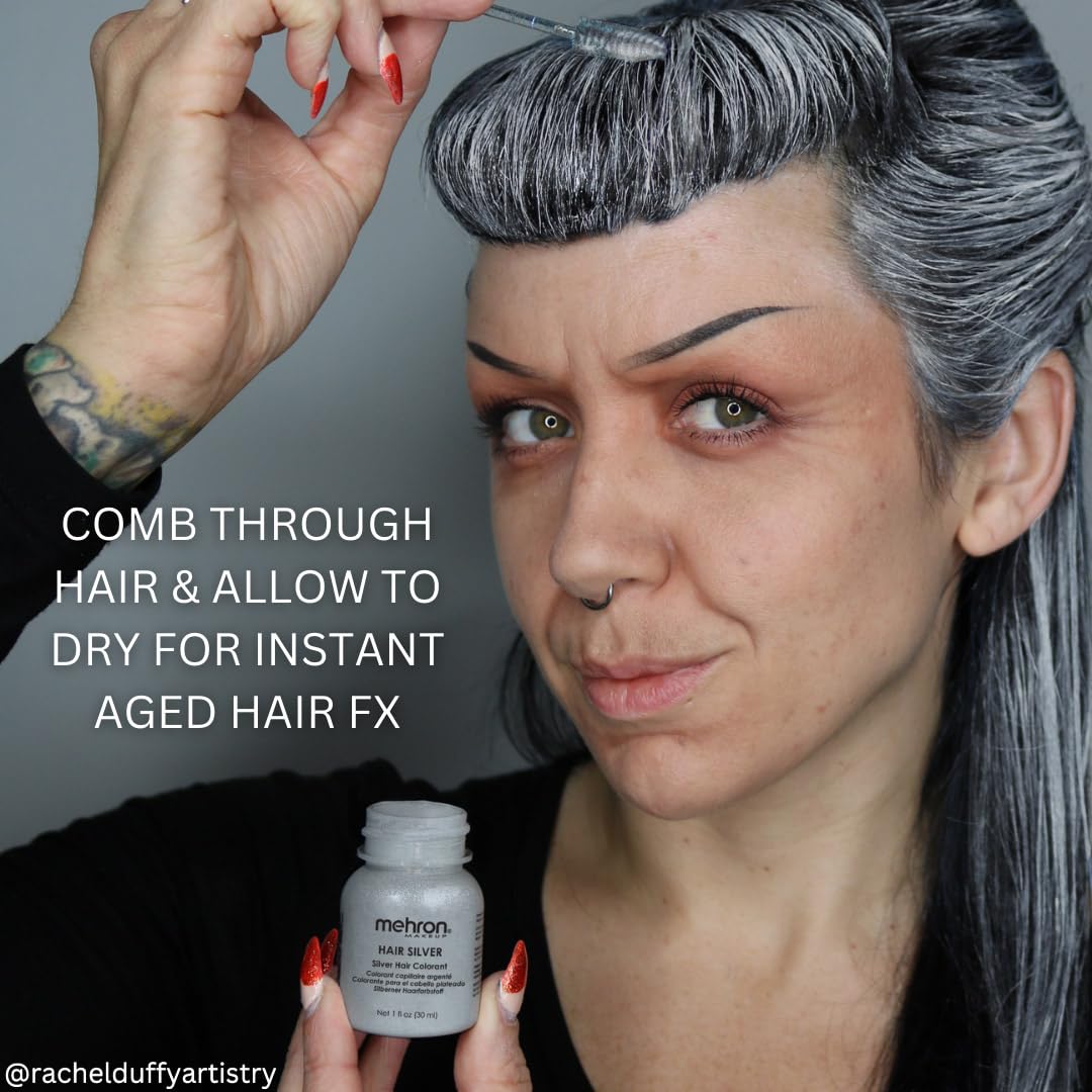 Mehron Makeup Hair White & Silver Color | 4.5 oz Professional Hair Paint
