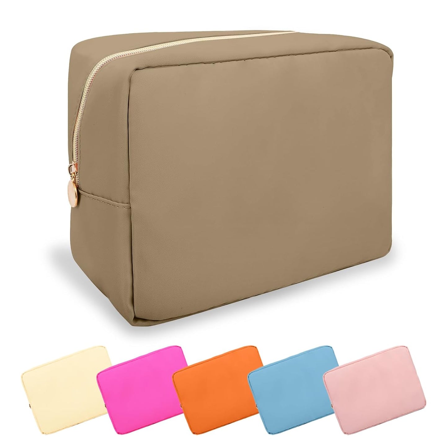 Waterproof Mini Floral Makeup Bag - Nylon Travel Pouch for Women | Cute Zipper Toiletry Organizer (Mini White-Flowers)