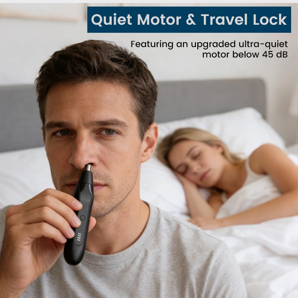 Dexmary Nose Hair Trimmer for Men, Rechargeable Eyebrow Trimmer with 16000RPM Motor, LED Power Display, Portable Men's Grooming Kit for Travel and Daily Facial Care