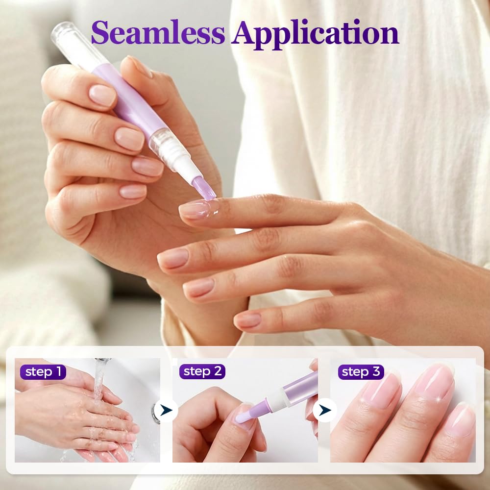Cuticle Oil Pusher Pen - 2-in-1 Ceramic Tool for Hydrating Nail Care | Portable Lavender Scented (Purple & Pink)
