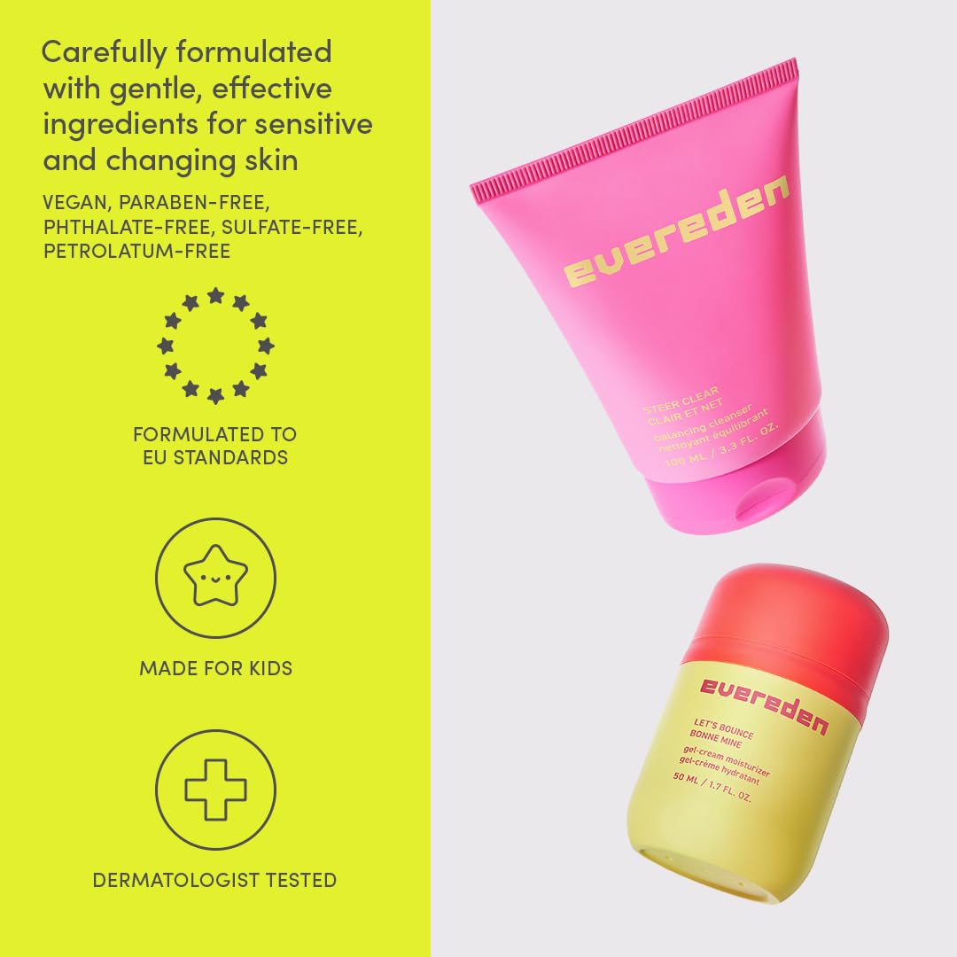 Evereden Gel-Cream for Teens | Light, Non-Greasy Moisturizer - Hydrating, Vegan Skincare for Oily & Pimple-Prone Skin