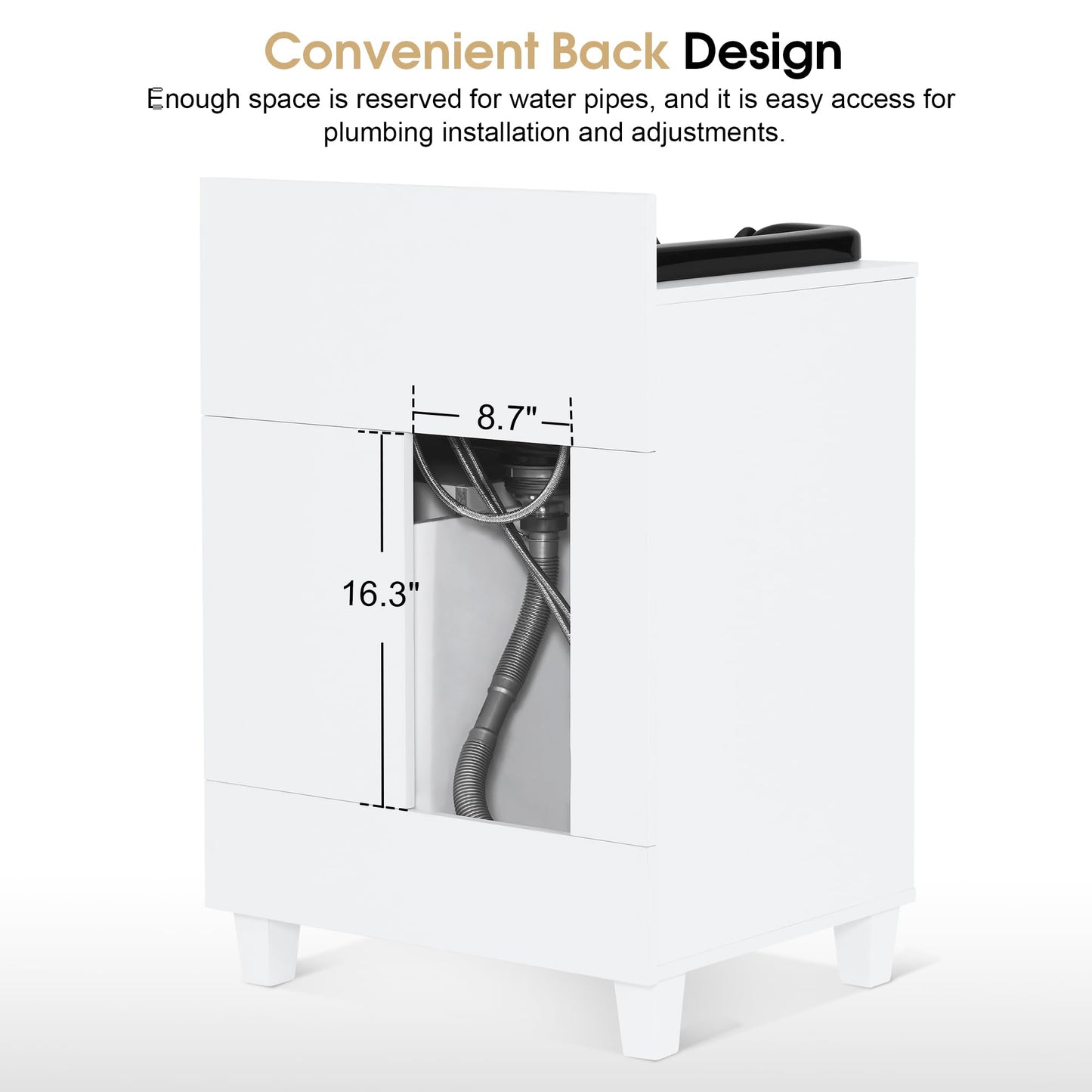 BarberPub Barber Storage Shampoo Station, Spa Textured Embossed Cabinet with Shampoo Bowl & Drawers, Hair Salon Sink Backwash Equipment 7131 (White)