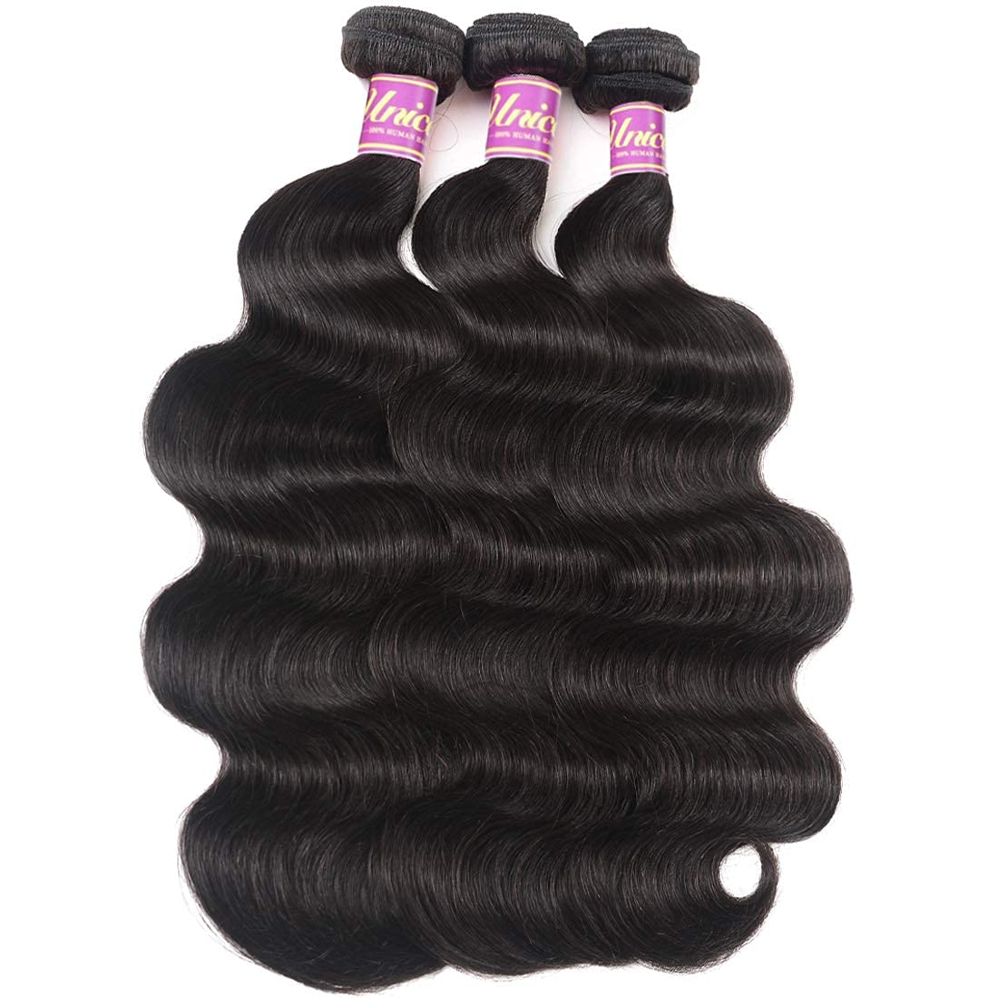 Unice Hair Brazilian Unprocessed Virgin Human Hair Weave Bundles 3pcs Body Wave Weft Extensions Natural Color 14 16 18 Inch