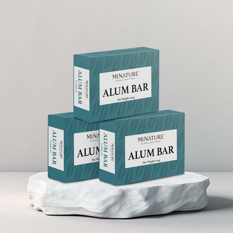 Mi Nature Pure Alum Bar Pack of 3(100g*3)|Natural Phitkari Block |Potassium Alum Stone |Shaving Bar |Skin Astringent |Water Clarifier |Odor Control