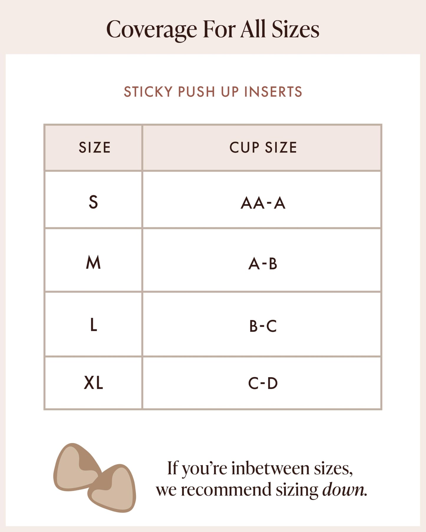 Bare Babe Sticky Push Up Inserts, Double Sided Sticky Bra Inserts, Adhesive Bra Pads, Sticky Bra Lift, Push Up for Bikini (Honey, Large)
