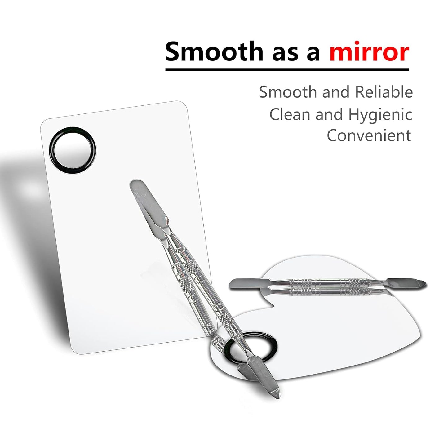 Stainless Steel Makeup Mixing Palette Set - 2 Pcs with Spatula for Foundation, Eye Shadow & Nail Art