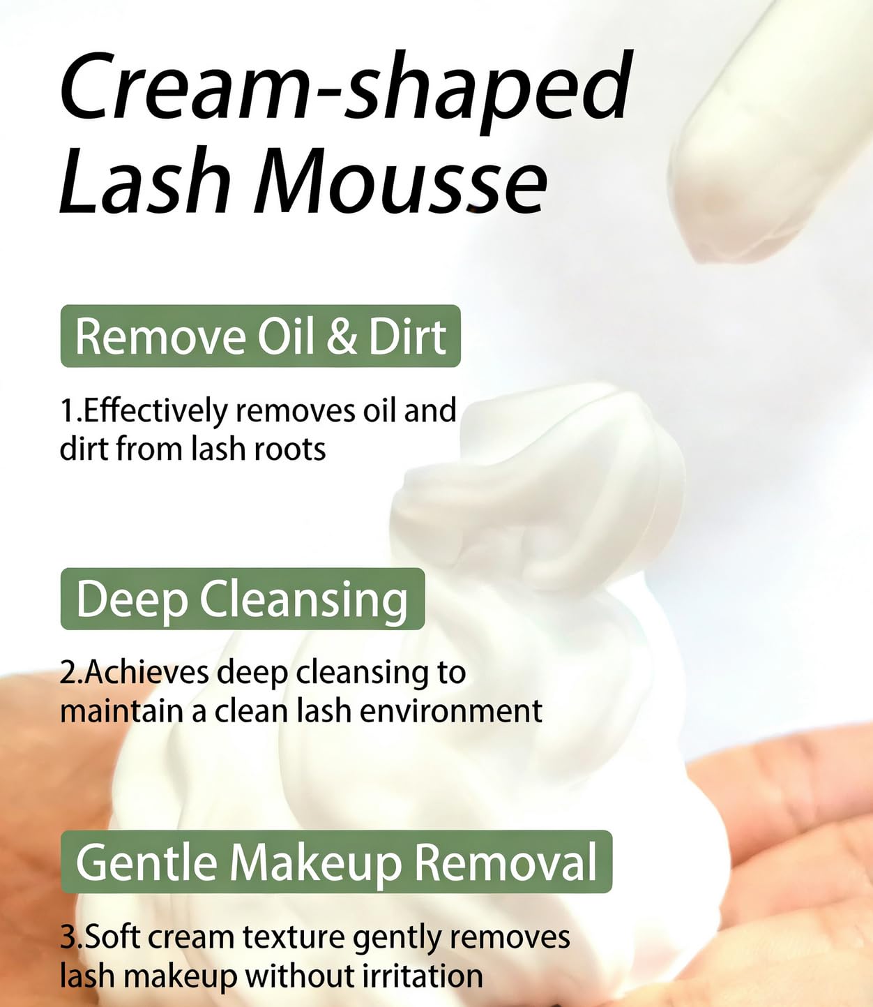 Eyelash Cleaner Kit - Whipped Lash Shampoo & Gentle Foam Cleanser | 100ml, Unscented, Includes Wash Brush