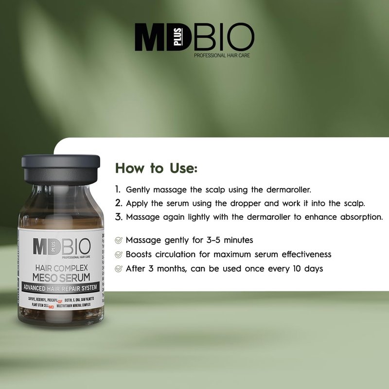 MD PLUS BIO Hair Care Meso Serum Kit 10 x 6 ml – Scalp Care Serum for Thinning Hair Appearance, Supports Stronger, Fuller-Looking Hair for Men & Women