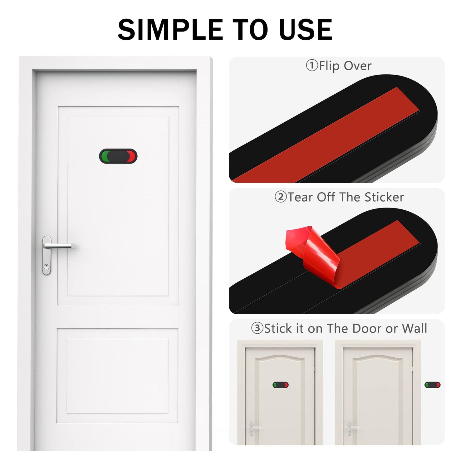 POPETPOP Vacant Occupied Privacy Sign: Do Not Disturb Office Door Sign for Home Restroom Conference Hotels Hospital - Red Green Flip, 3.9'' - Black