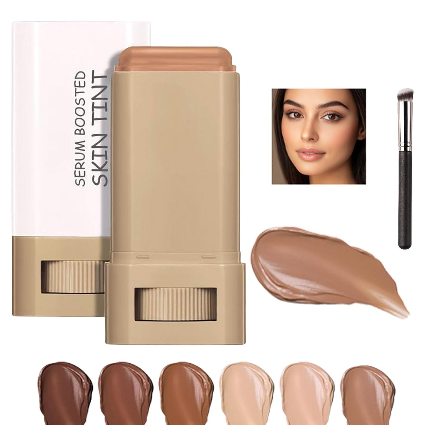 Skween Beauty Skin Tint for Black Women - Hydrating Tinted Serum Foundation Stick | Natural Finish (6#)